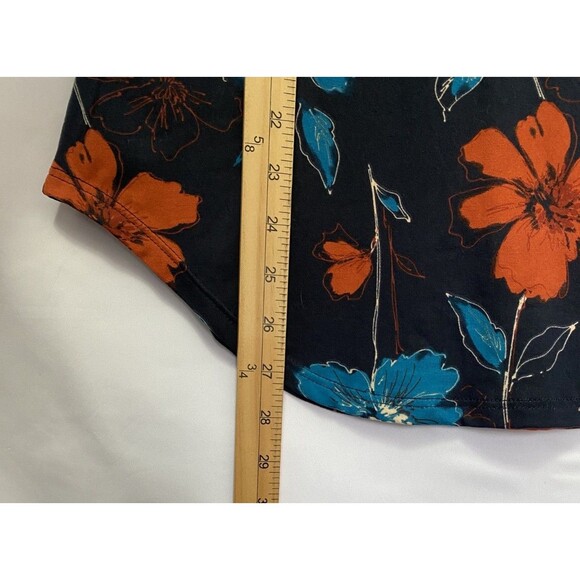 Viamor Women’s Cold Shoulder Floral Top Long Sleeve Black Rust Teal Size M - Picture 9 of 12